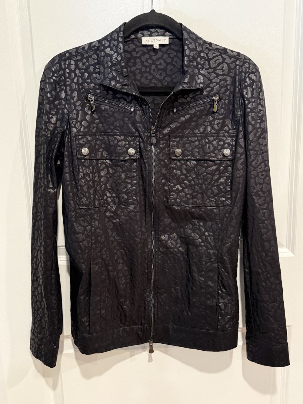 Anatomie Madeline Cheetah Embossed Jacket M Moto Goth Grunge Travel Lightweight